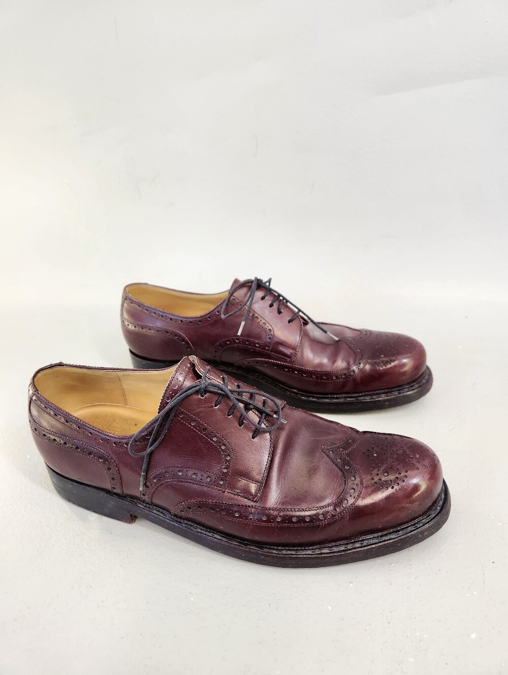 Vass Budapest Wingtip Derby Mens EU 42 US 9 Burgundy Handmade Leather Brogue